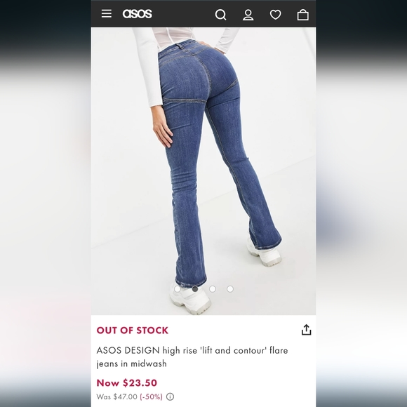 ASOS Design Lift and Flare Contour jeans - Picture 5 of 5